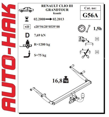 Auto sakabes āķis  RENAULT CLIO